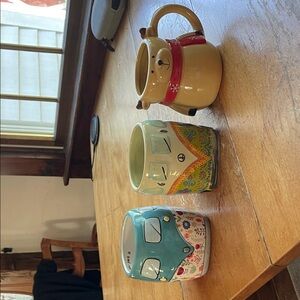 Colorful Ceramic Camper Van  and holiday Mugs Set
